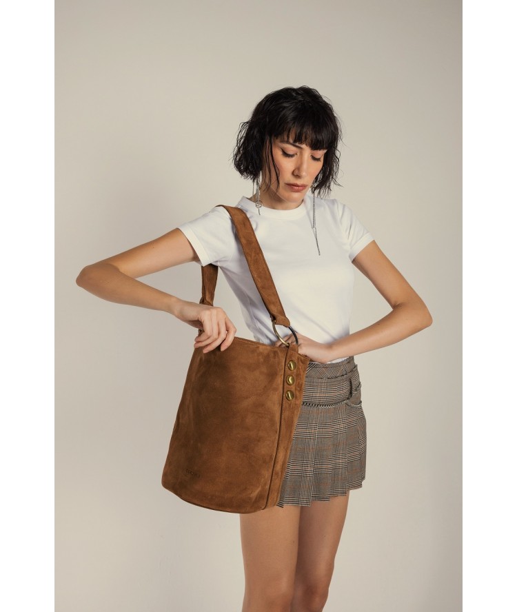 Clic Jewels Sandra BucketBag Camel Suede Leather